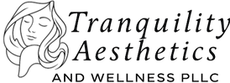Tranquility Aesthetics and Wellness PLLC logo with stylized face and floral design