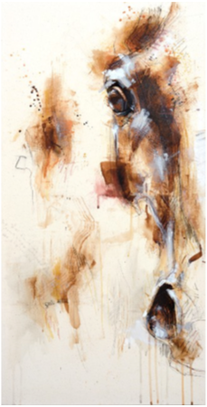 a painting of a horse 's head on a white background .