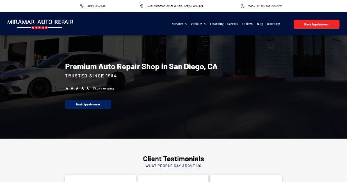 Miramar Auto Repair Offers Comprehensive Car Care in San Diego