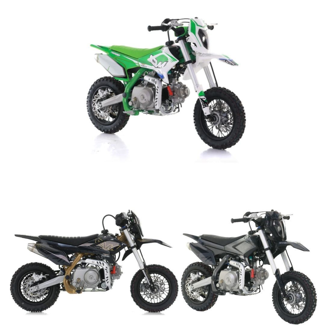 moto da cross rossa e blu