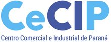Logotipo del CeCIP, Centro Comercial e Industrial de Paraná, en azul y celeste.