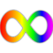 Rainbow infinity symbol on a white background