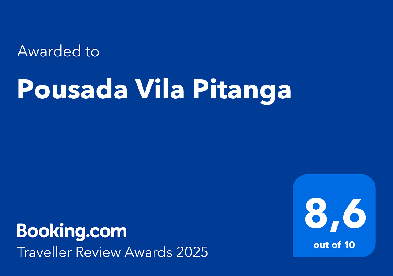 Award badge for Pousada Vila Pitanga from Booking.com, scoring 8.6/10.