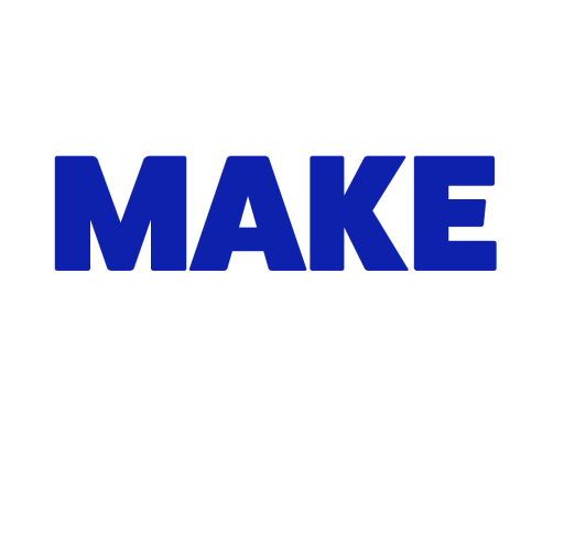 A blue think make live logo on a white background