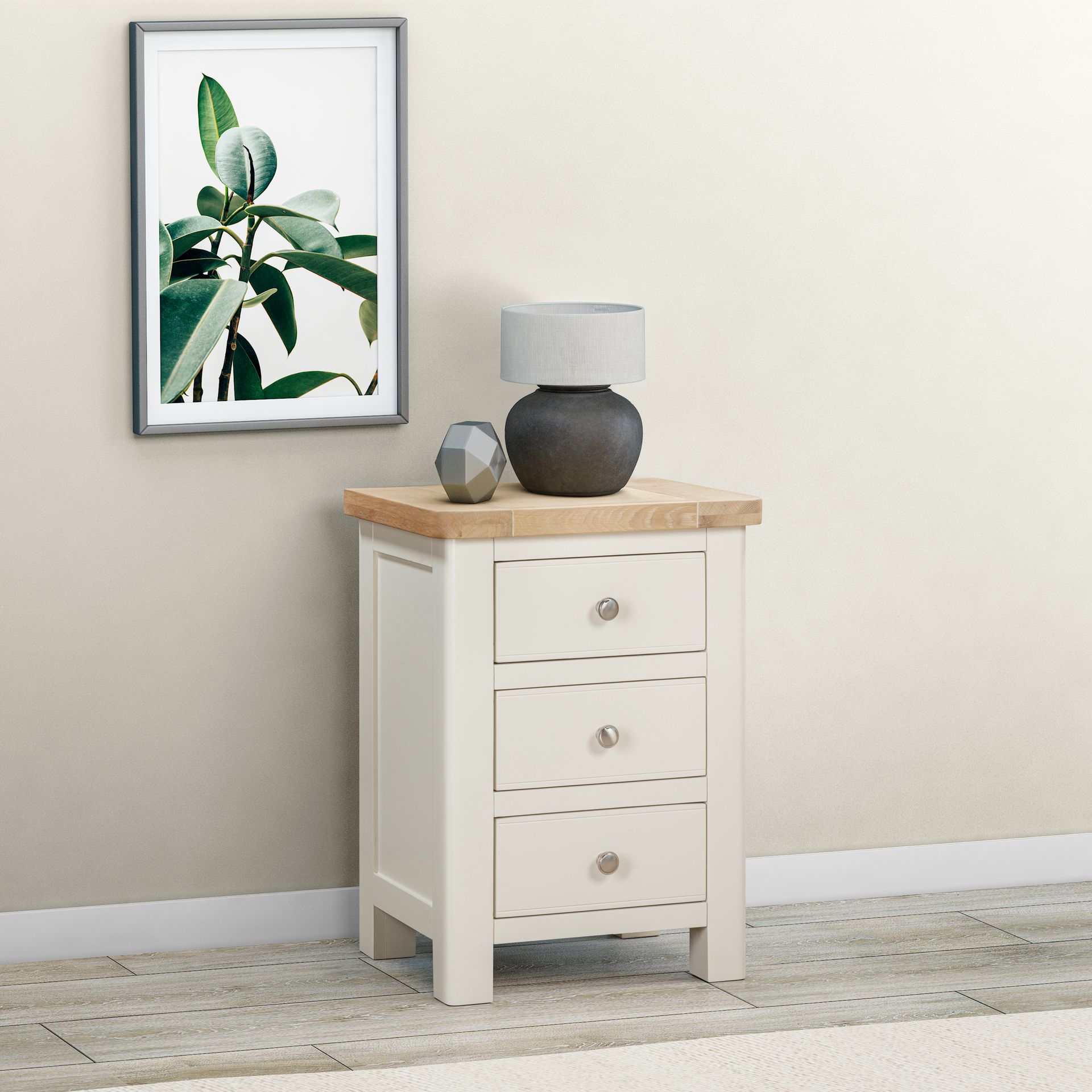 Foxington Painted 3 Drawer Bedside Cabinet