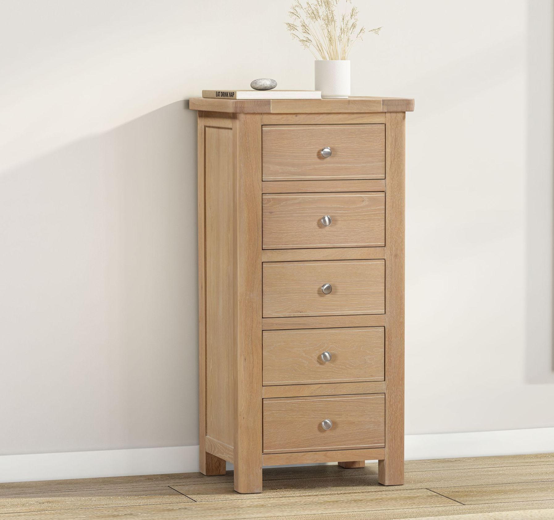 Foxington Oak 5 Drawer Tallboy