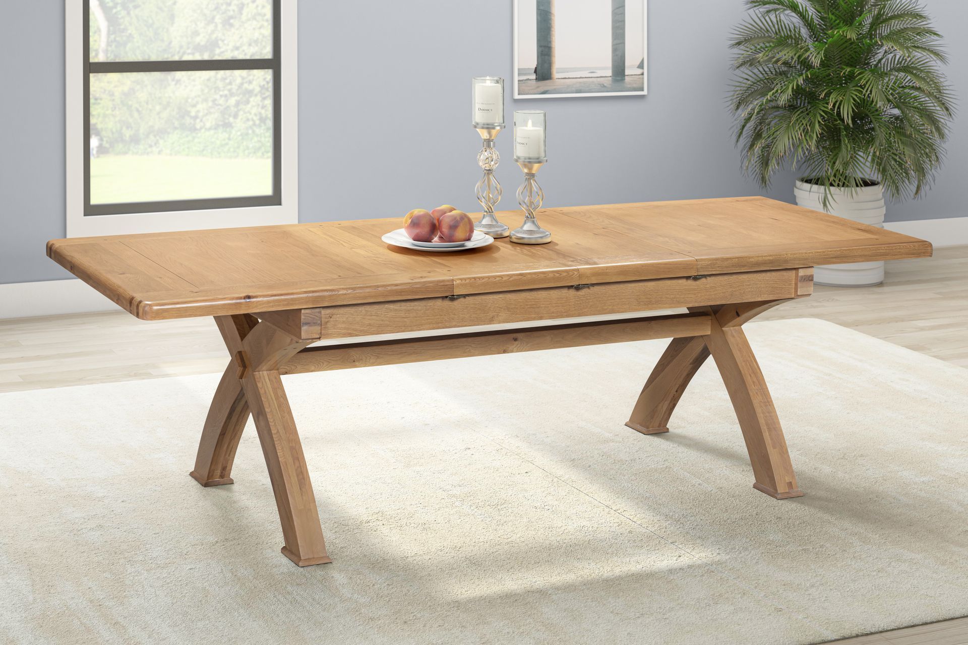 Kingsbury Oak 1.8m Extending Cross Leg Dining Table
