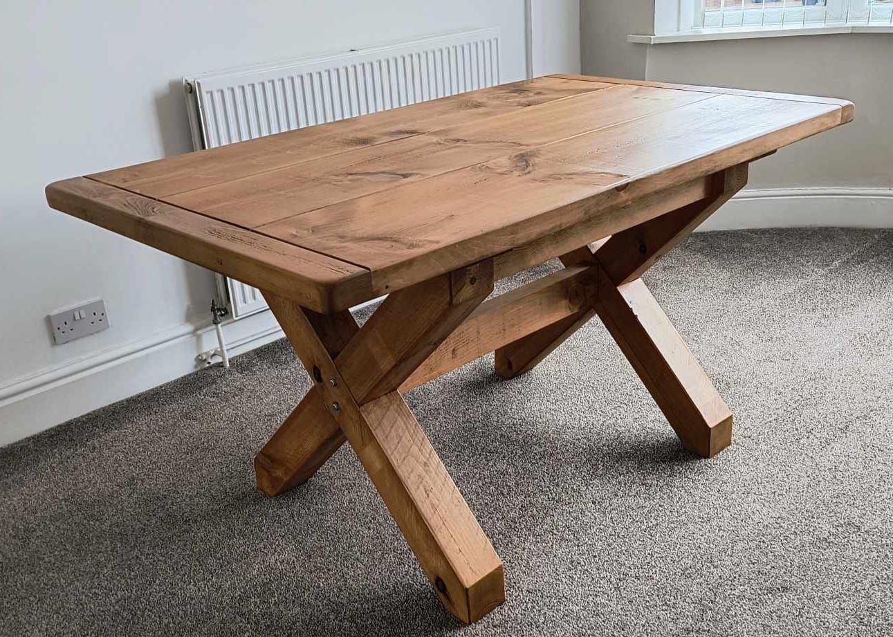 Rustic Pine Cross Leg Table