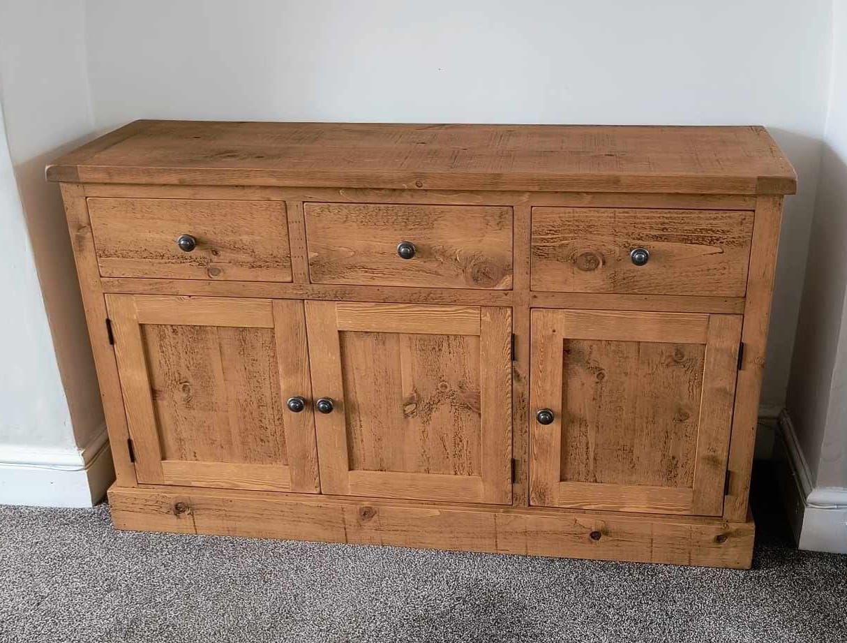 Rustic Pine 3 Door Sideboard