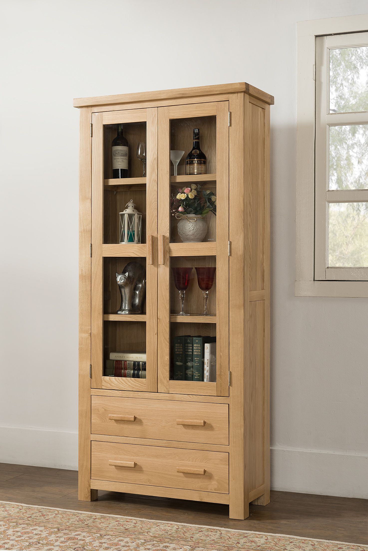 Valencia Oak Display Cabinet