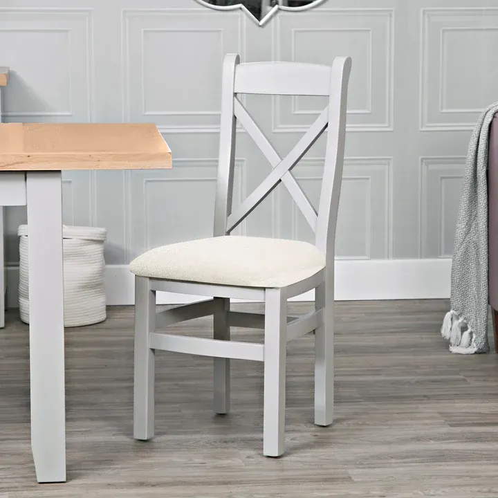 Evesham Grey Cross Back Chair Fabric Seat