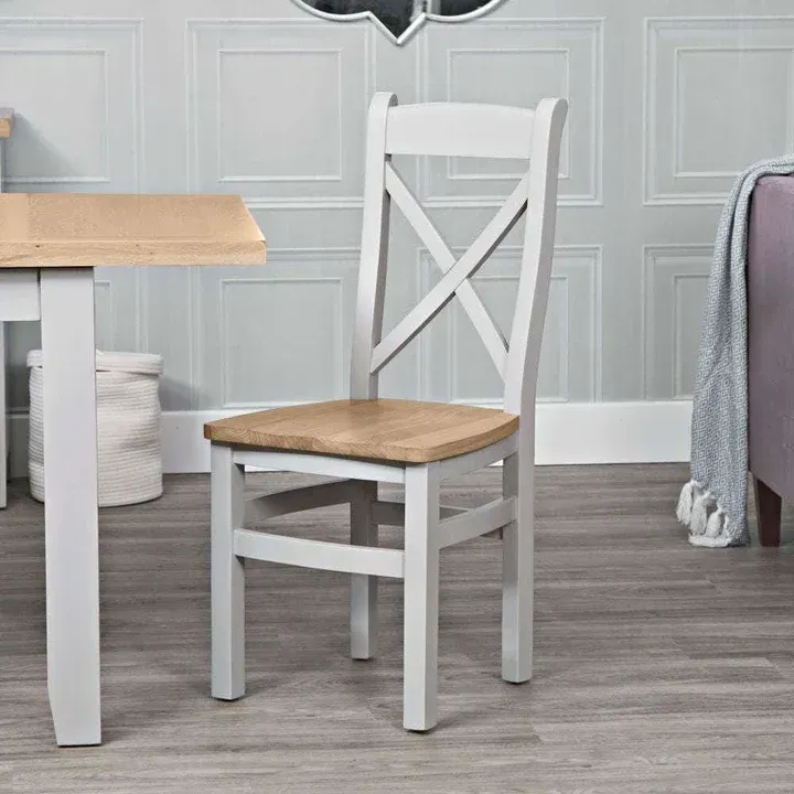 Evesham Grey Cross Back Chair Wooden Seat