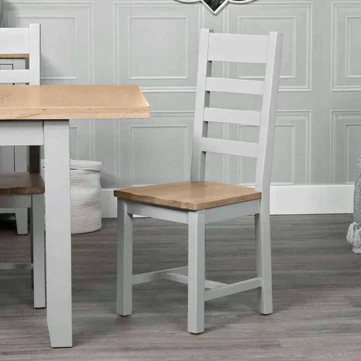 Evesham Grey Ladder Back Chair Wooden Seat