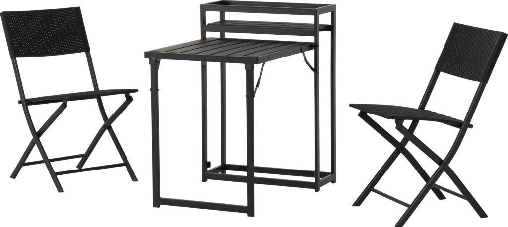Willow 3 Piece Garden Foldaway Set Black