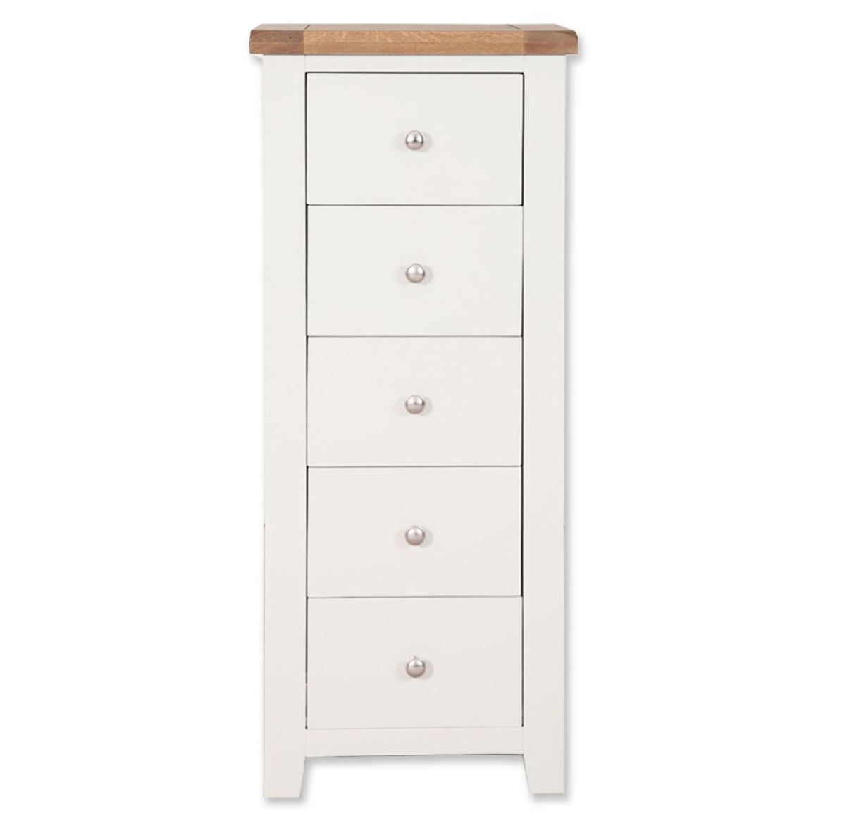 Malvern White 5 Drawer Tallboy