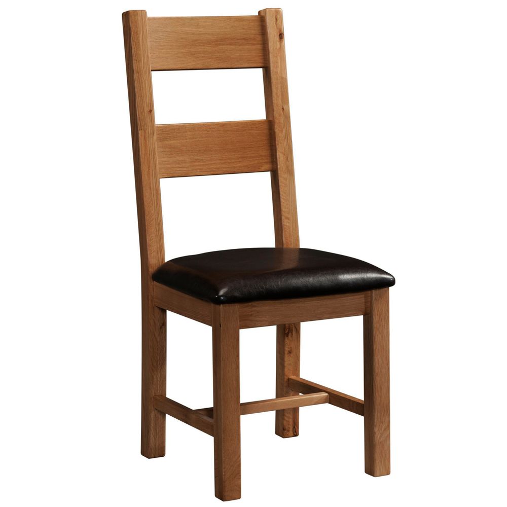 Dorchester Rustic Oak Ladder Back Chair (PU Seat)