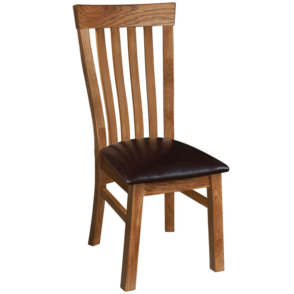 Dorchester Rustic Oak Slat Back Chair (PU Seat)