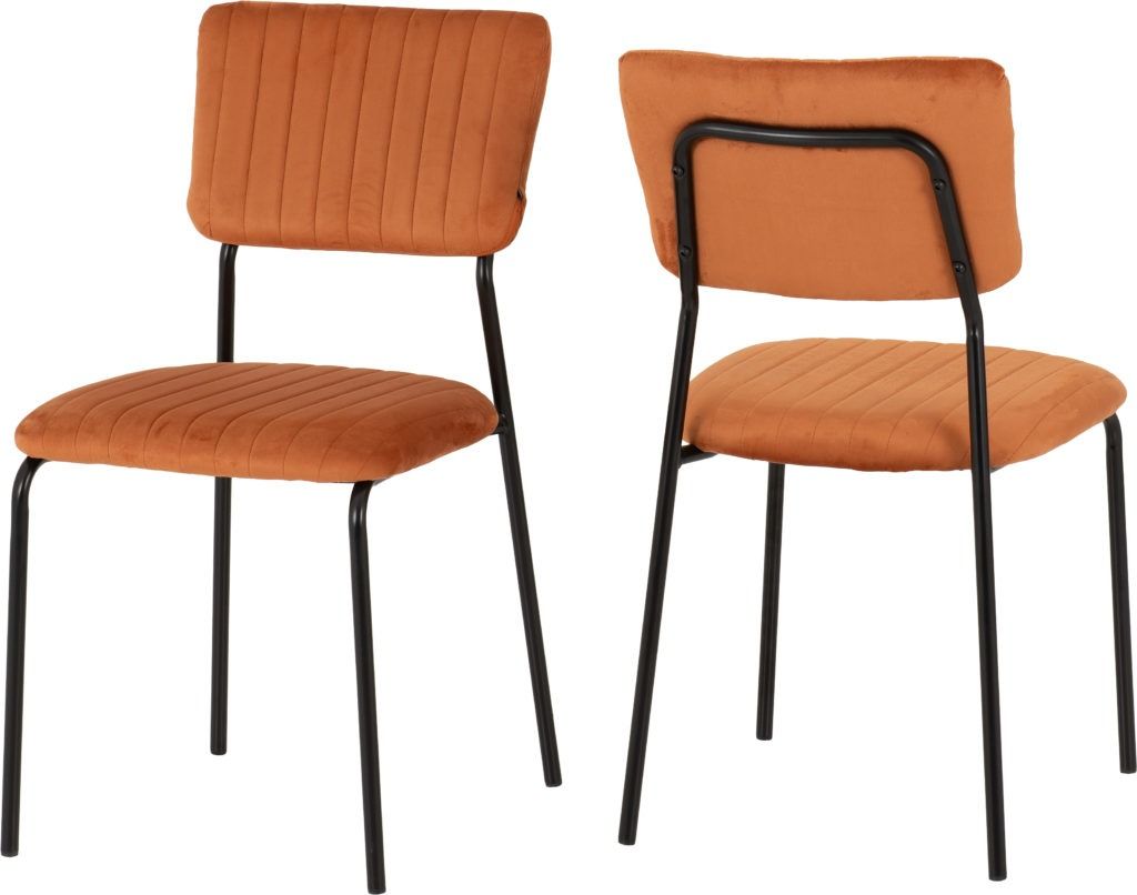 Sheldon Burnt Orange Velvet Fabric Chair