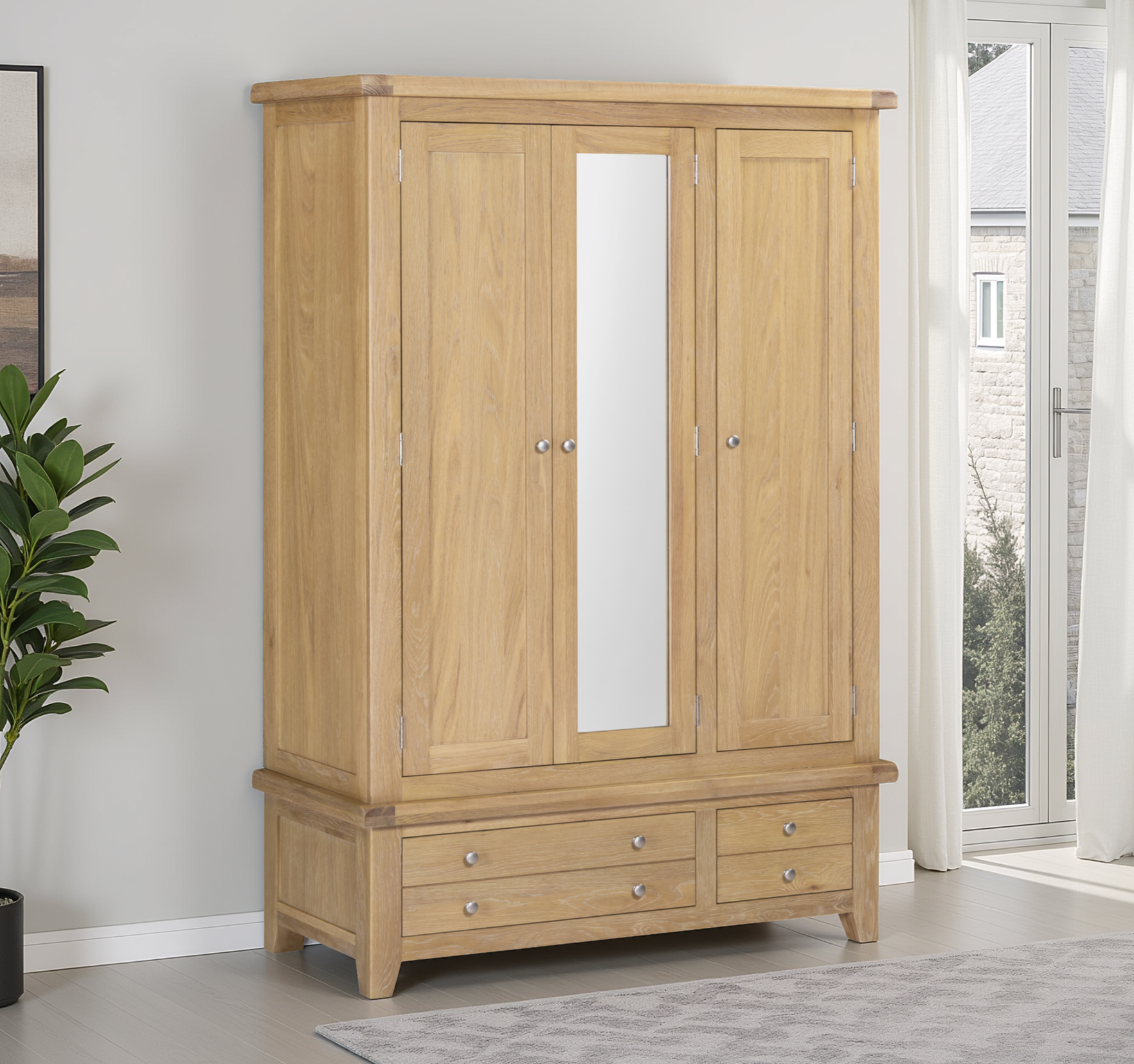 Warwick Oak Triple Wardrobe