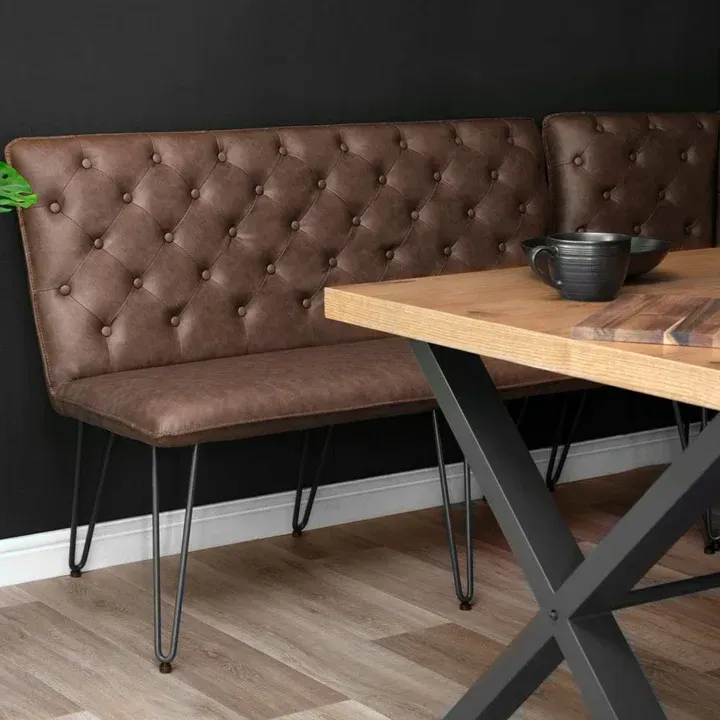Brown Studded Back Bench 140cm