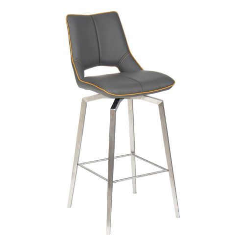 Mako Swivel Leather Effect Graphite Grey Swivel Bar Chair