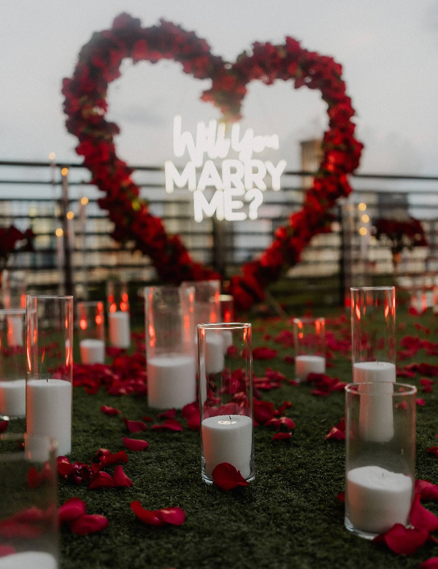 Heart-shaped floral arrangement with 