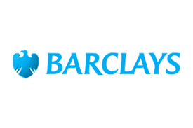A blue barclays logo on a white background