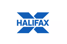 A blue halifax logo on a white background