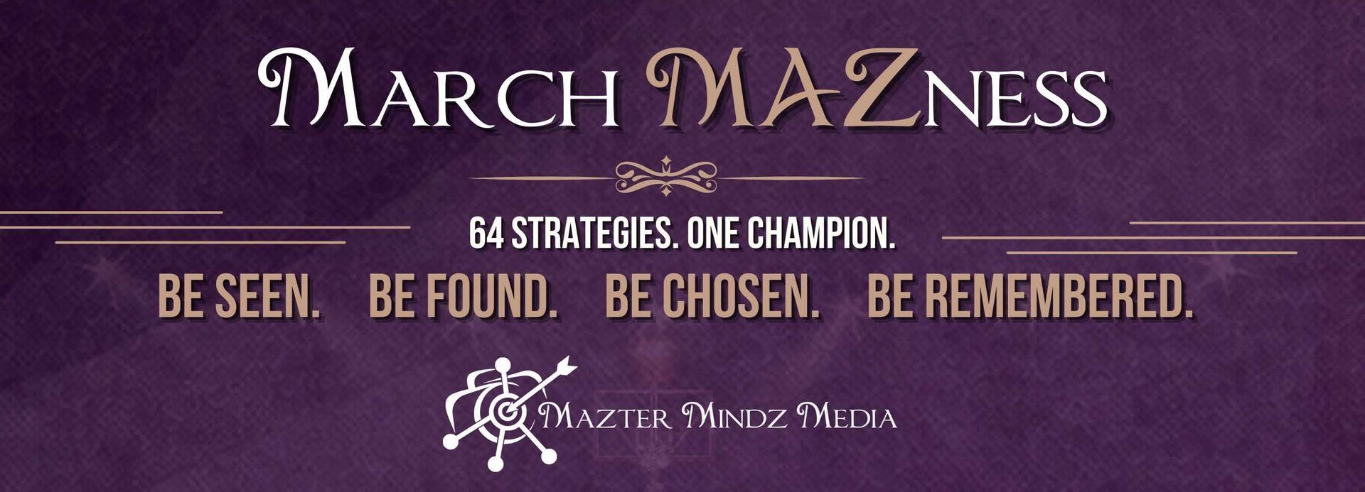 Purple poster reading “March Mazness” with basketball challenge text and charity logo at the bottom.
