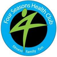 Four Seasons Health Club logo with green “4” on black circle, blue ring, and white text for fitness, family, fun