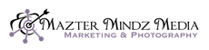Mazter Mindz Media logo with a globe, film reel, and purple tagline “Marketing & Photography”