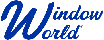 Blue "Window World" logo on a white background