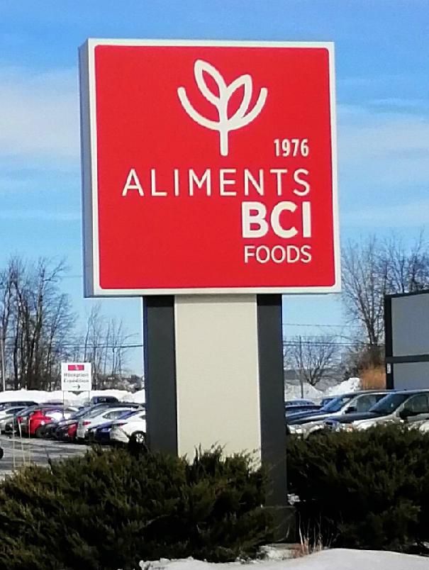 Groupe MD réalisation enseigne lumineuse Aliments BCI
