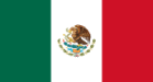 Bandera mexicana: franjas verticales verdes, blancas y rojas con el escudo (águila sobre cactus) centrado.