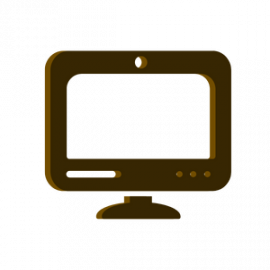 Stylized brown desktop monitor icon with a white screen and stand