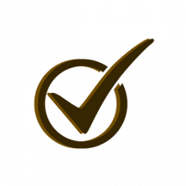 Gold checkmark inside a circle icon on a white background