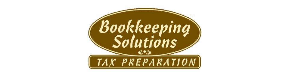 Bookkeeping Solutions Tax Preparation logo in gold and brown on white background