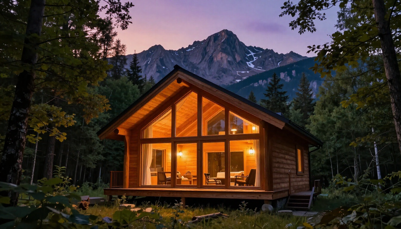 Cozy mountain cabin in the woods