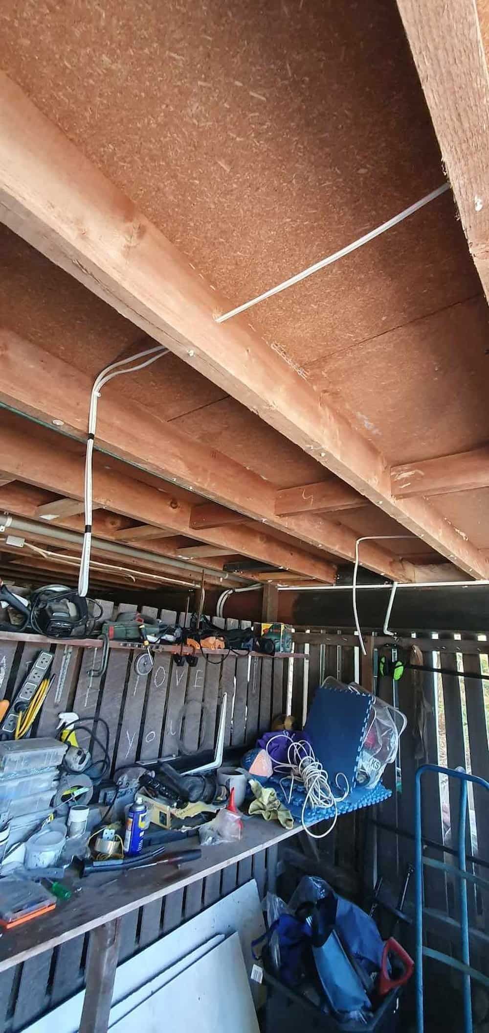 The Ceiling Of A Garage With A Lot Of Tools On It — KARM Electrical Services In Fingal Bay, NSW