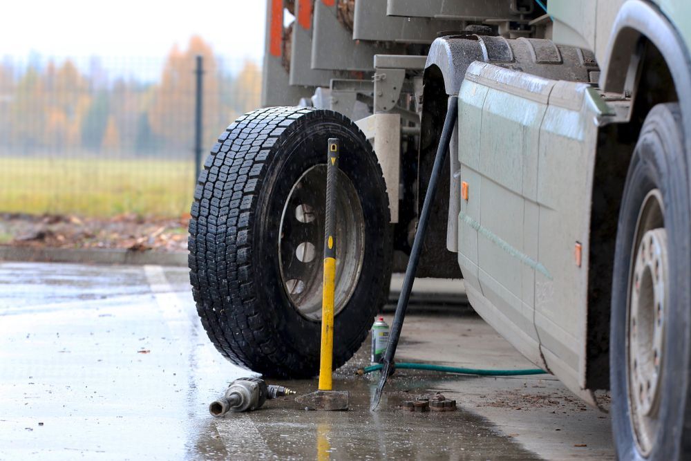 A truck tyre is being changed at a gas station  — BOEX Tyres And Performance in Bowral, NSW