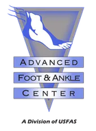 The logo for the advanced foot and ankle center is a division of usfas