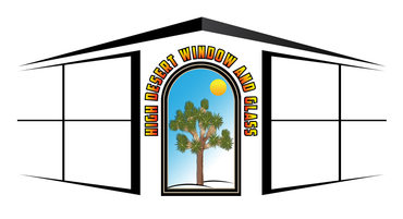 High Desert Window and Glass logo with blue and black stylized window graphic