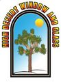 High Desert Window and Glass logo with Joshua tree, sun, and arched window frame