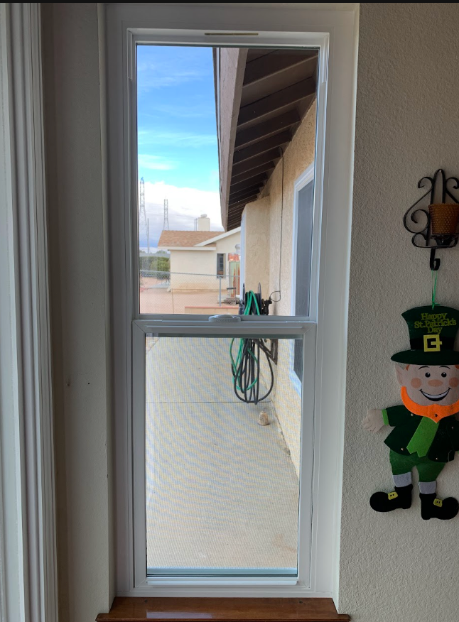 Single-hung replacement window interior view in a High Desert home