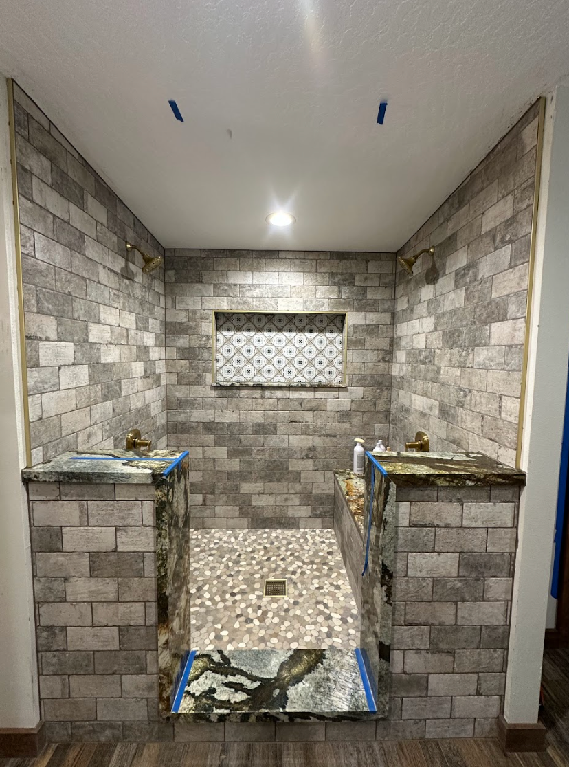 Walk-in shower before frameless glass installation by High Desert Window and Glass