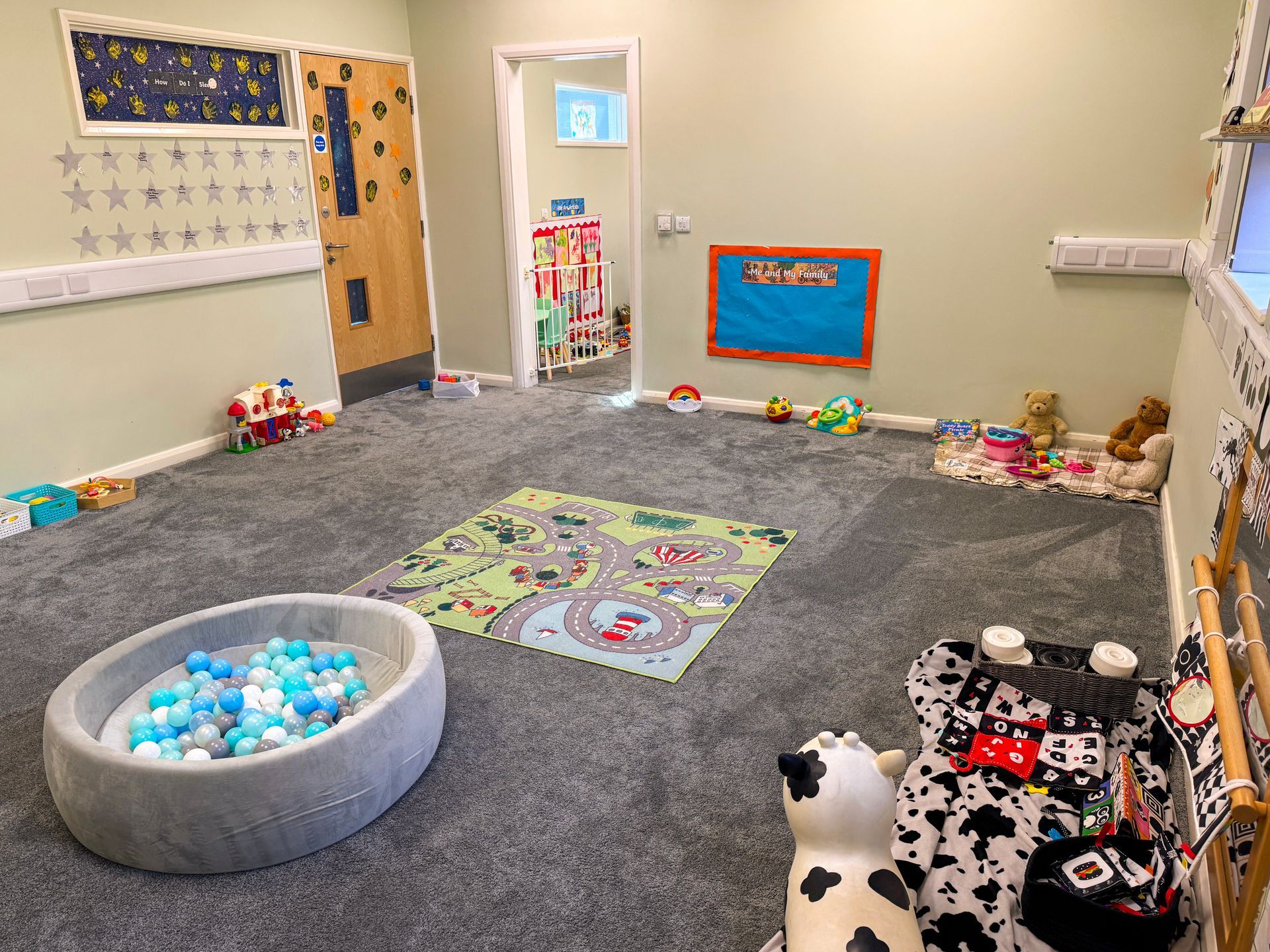 Baby and toddler playroom at Railway Children Day Care in Jump, Barnsley