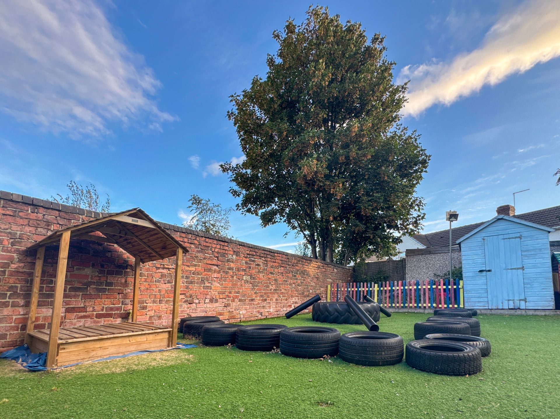 Outdoor nursery garden and play area at our Treeton nursery