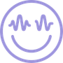 Gold smiley face with wavy eyes inside a circle on a white background