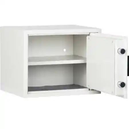 White Safe with The Door Open and Two Shelves — Toowoomba Locksmiths in Toowoomba City, QLD