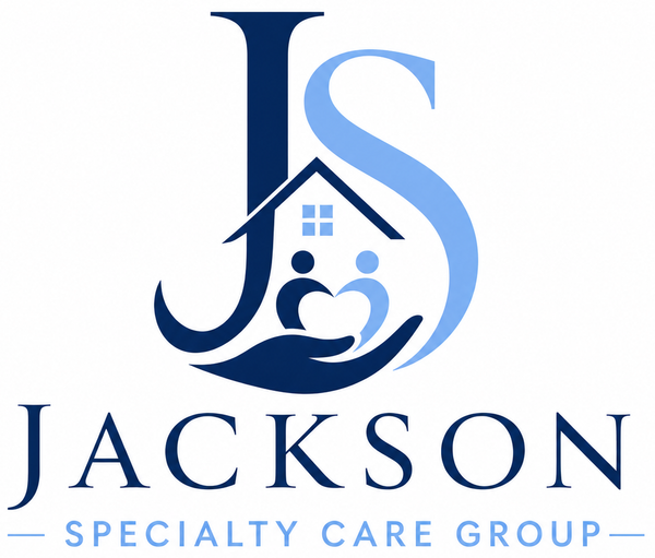 Jackson Specialty Care Group logo with blue “JS” monogram and house-heart icon